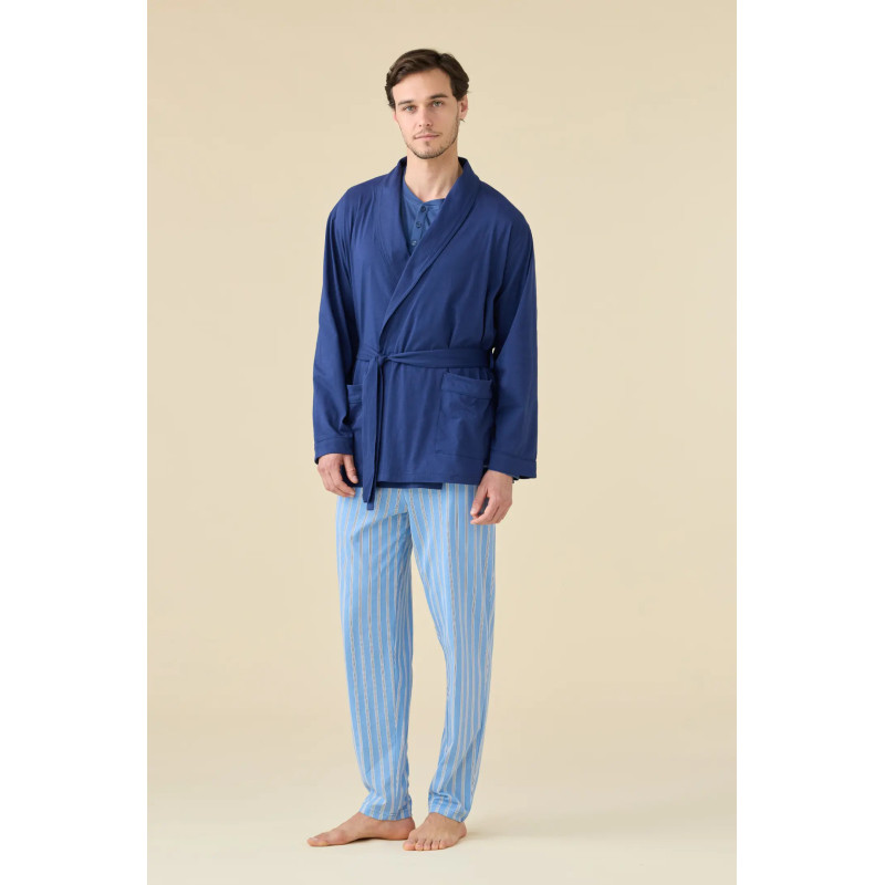 Men's summer cotton jacket, navy dot style.