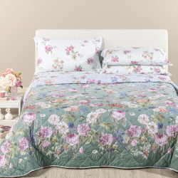 Spring Cotton Bedspread Romantic Garden Double Jade Caleffi