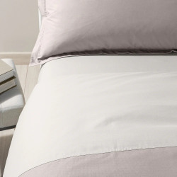 Bicolor Cotton Duvet Cover Set, Queen Size, Sand, Caleffi
