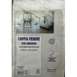 Pair of Pillowcases with Zipper in Pure Cotton Striped Fabric.